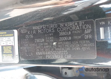 2016 Kia Forte Lx z USA, uszkodzony, nr VIN KNAFK4A65G5591225